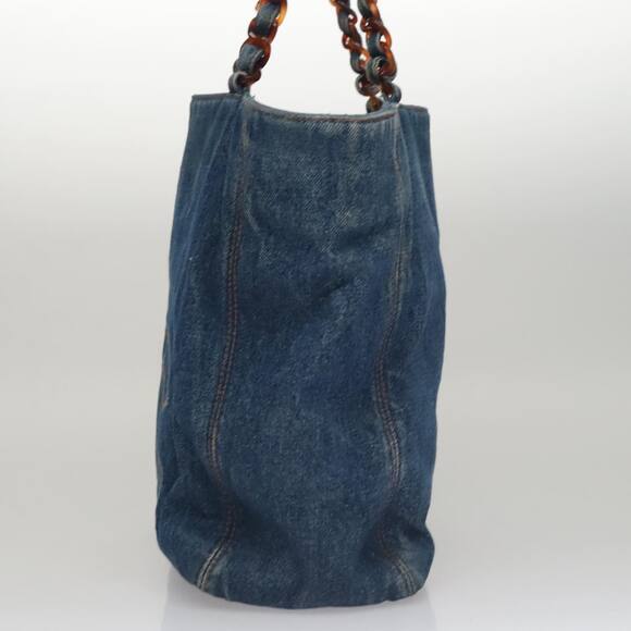 CHANEL Coco Mark Chain Tote Bag Denim Blue CC - Picture 3 of 16